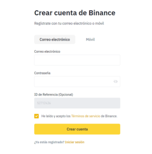 crear cuenta en binance