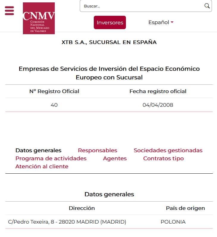 XTB es un broker regulado por la CNMV en España