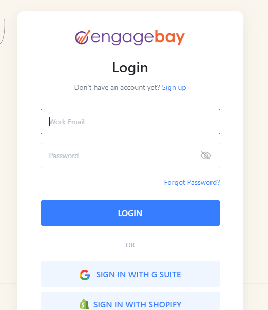 EngageBay sign up