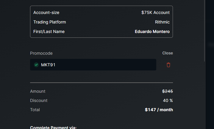Take Profit Trader Promo Code MKT91 Verified Manually on 09/22/2026