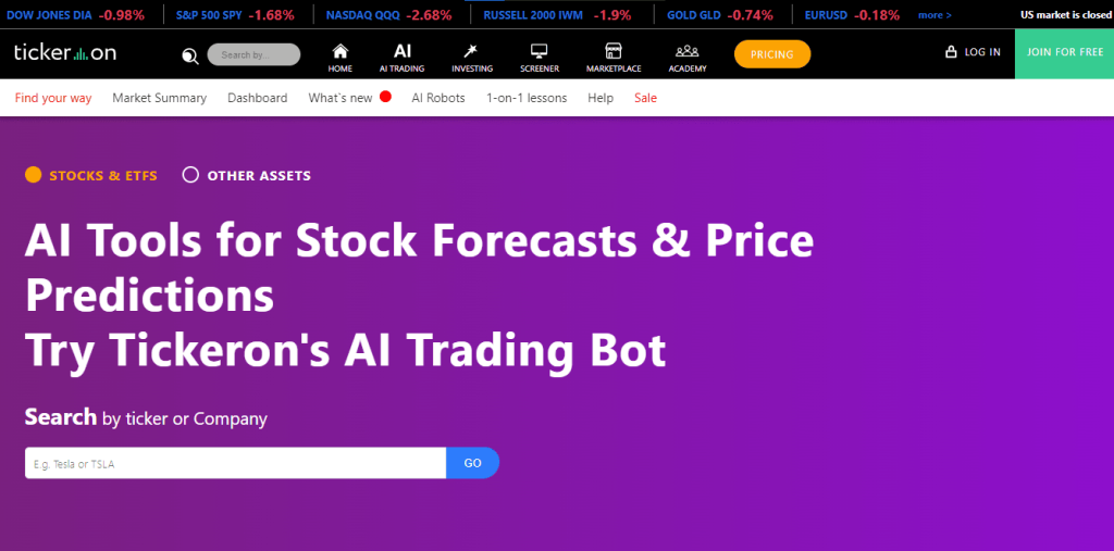 tickeron investing bot