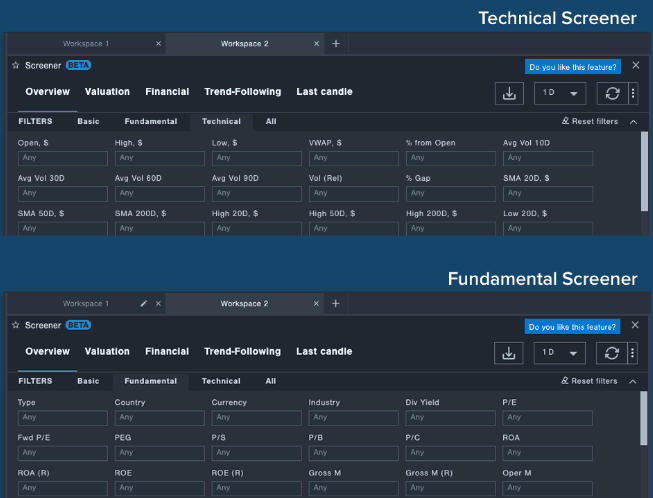 Benzinga Pro Screener