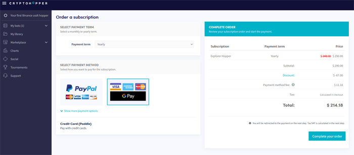 Cryptohopper Discount Code Applied